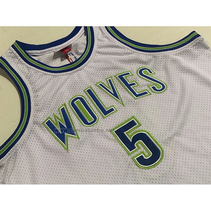 Camiseta Minnesota Timberwolves Anthony Edwards #5 Mitchell & Ness 2023-2024 Blanco